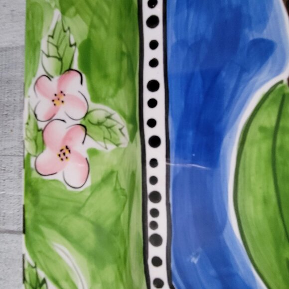 Hand-Painted Ceramic Square Plate With Lemon & Strawberry Design By S. Purifoy - Picture 7 of 8